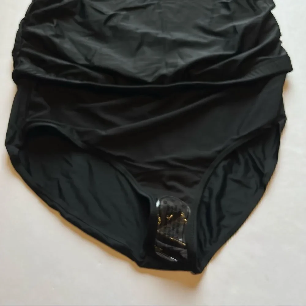 Meet Curve Women's Black Swim Skirt with Ruched Sides Size 4XL